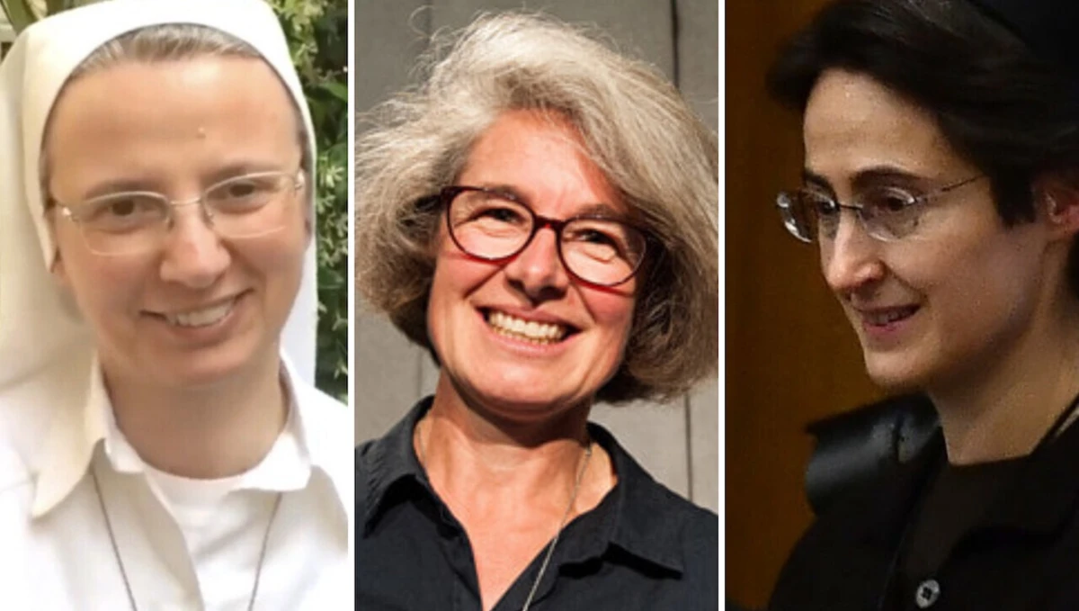 Papa Francisco nomeou mulheres em cargos que a Igreja nunca lhes tinha concedido até aqui. Na imagem, as irmãs Simona Brambilla, Nathalie Becquart e Raffaella Petrini