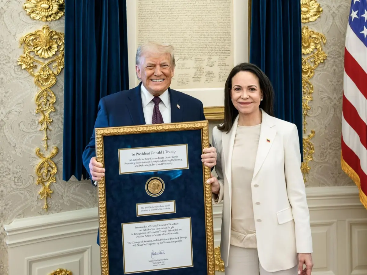 María Corina Machado deu medalha do Nobel da Paz a Trump