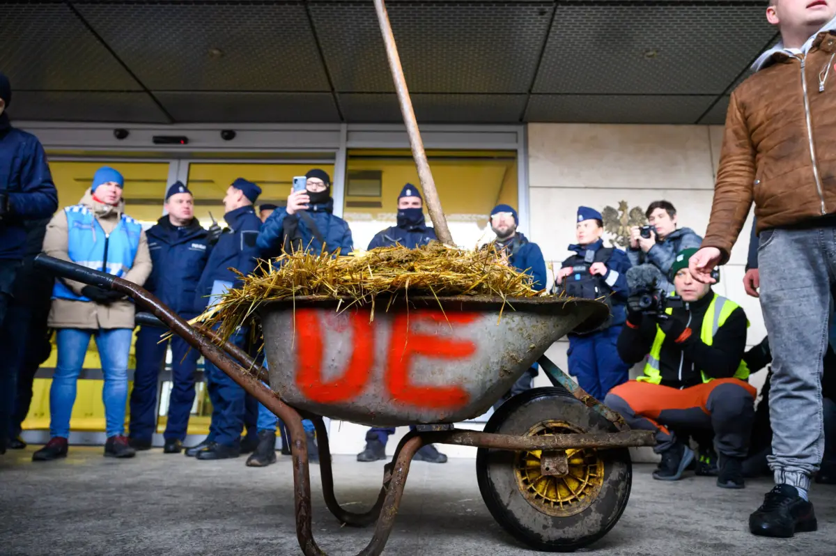 Agricultores polacos despejaram na estada cereais ucranianos num protesto que cortou a fronteira