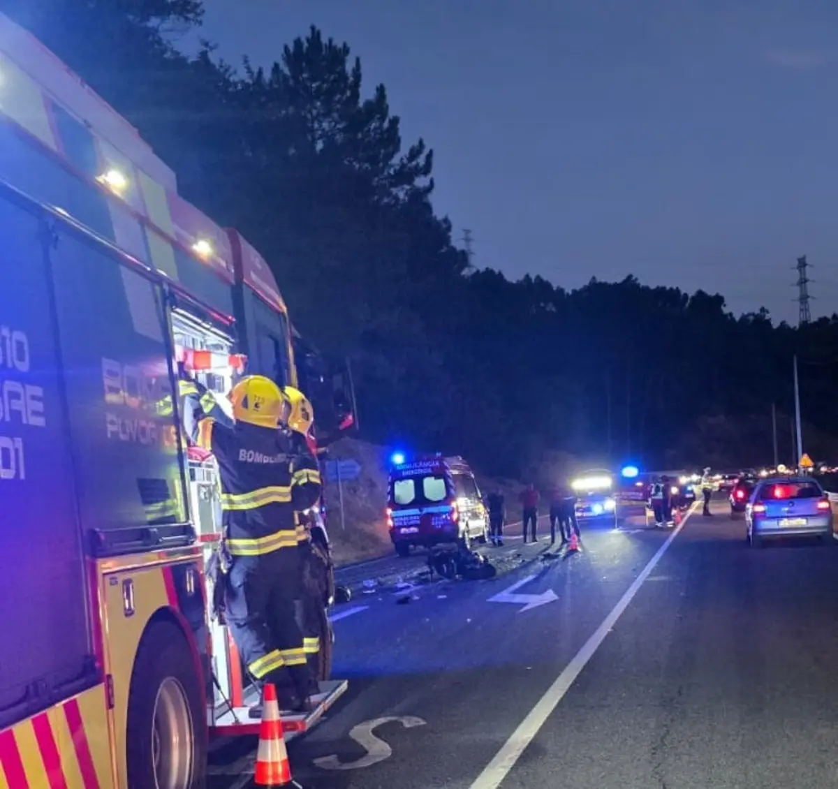 O acidente ocorreu no sentido de Braga-Póvoa de Lanhoso