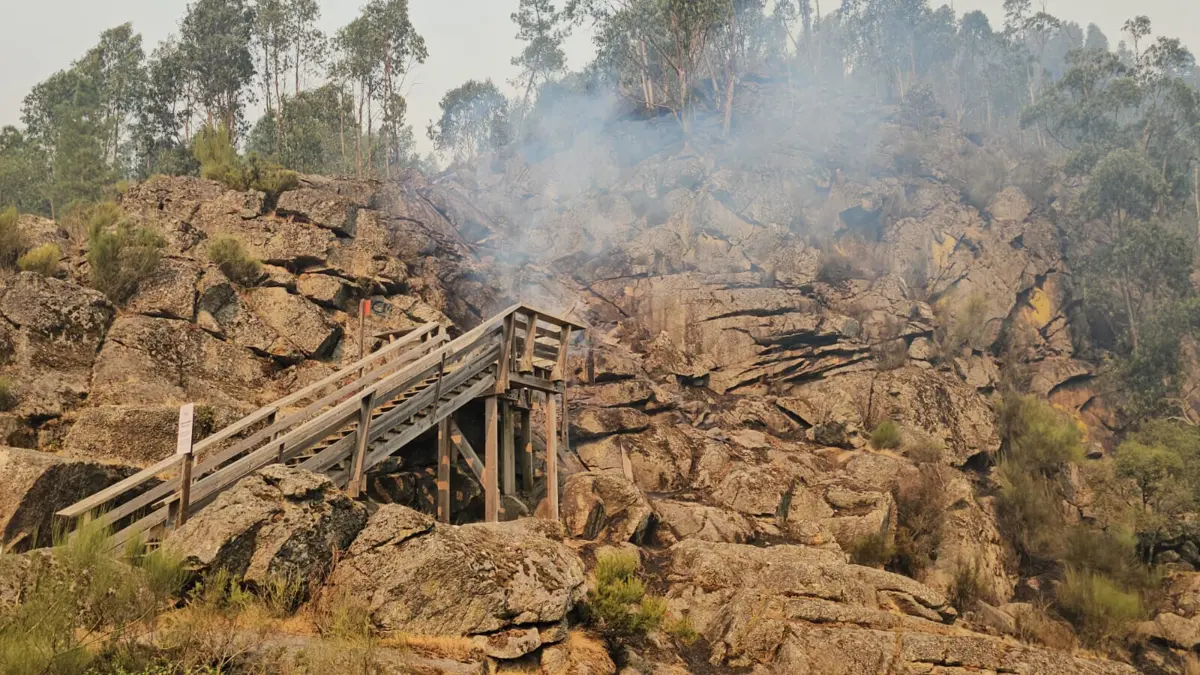 As chamas destruíram um quilómetro da estrutura