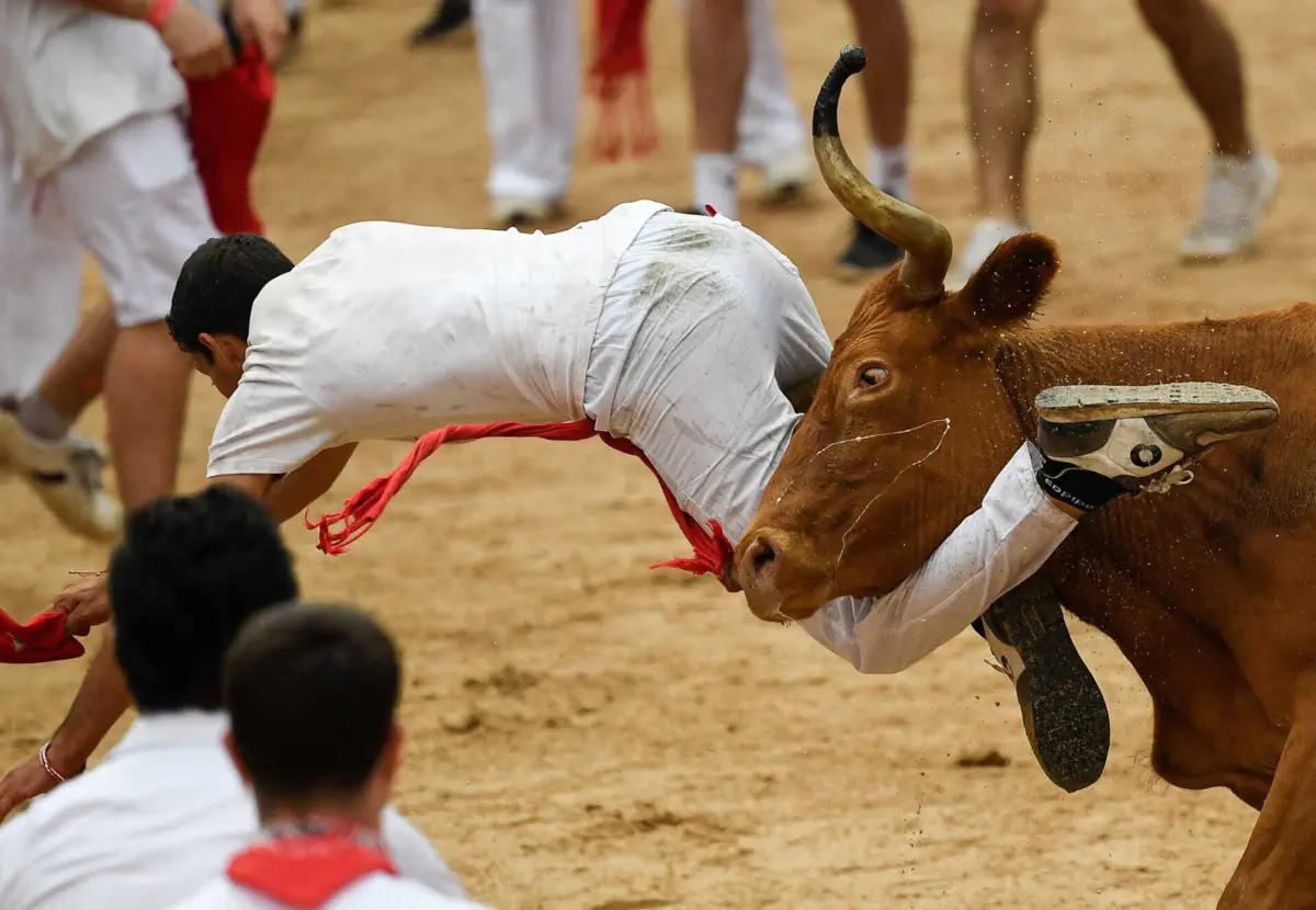 Imagem de contexto do artigo Touros e milhares de pessoas nas ruas de Pamplona no início das festas de San Fermín