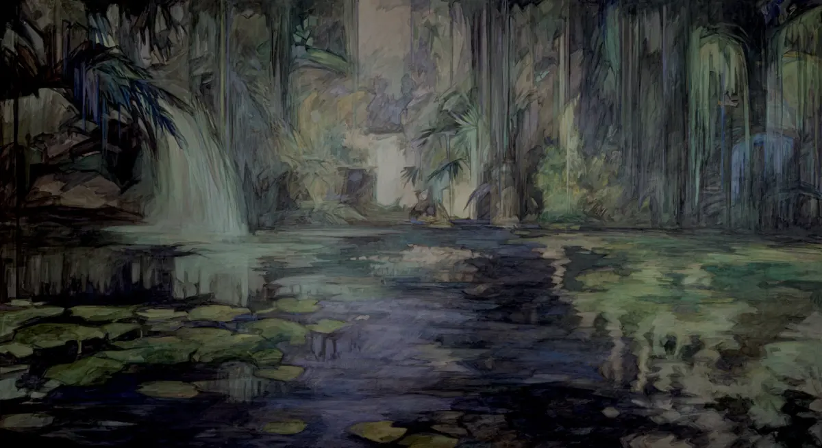 Em "Databending swamp”, Ana Allen apresenta uma série de imagens produzidas a partir de noções antagónicas de natureza artificial e de matéria digital