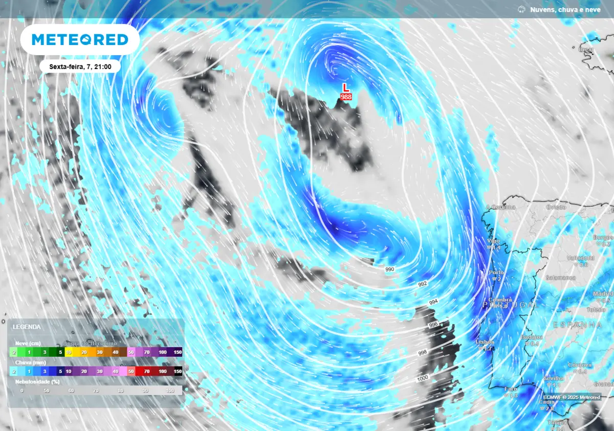 Imagem de contexto do artigo "Gota fria" traz chuva e neve a Portugal esta semana