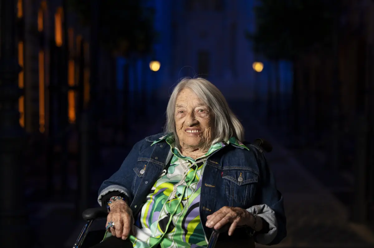 Ágnes Keleti fotografada em abril de 2024