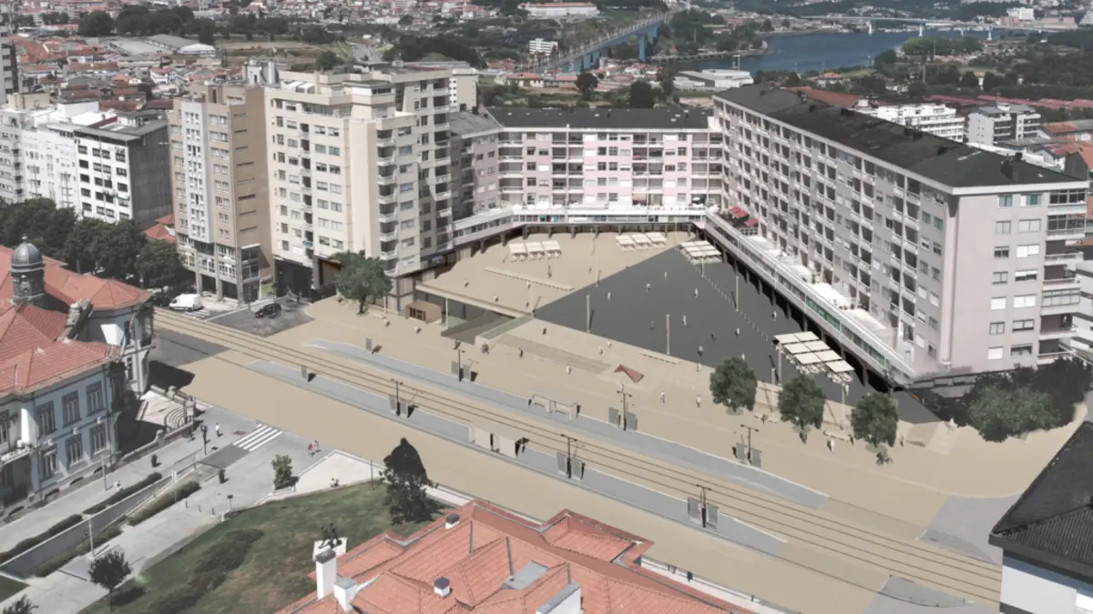 Imagem virtual da Praceta 25 de Abril, requalificada e interligada com a Avenida da República