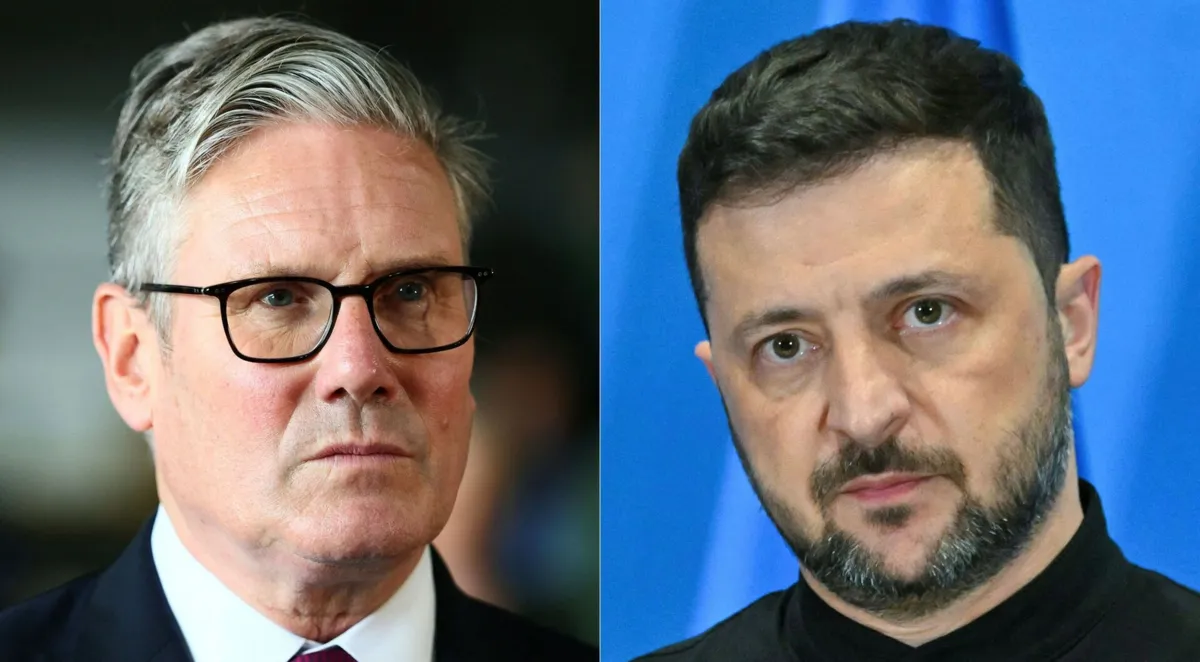 O primeiro-ministro britânico, Keir Starmer, e presidente ucraniano, Volodymyr Zelensky