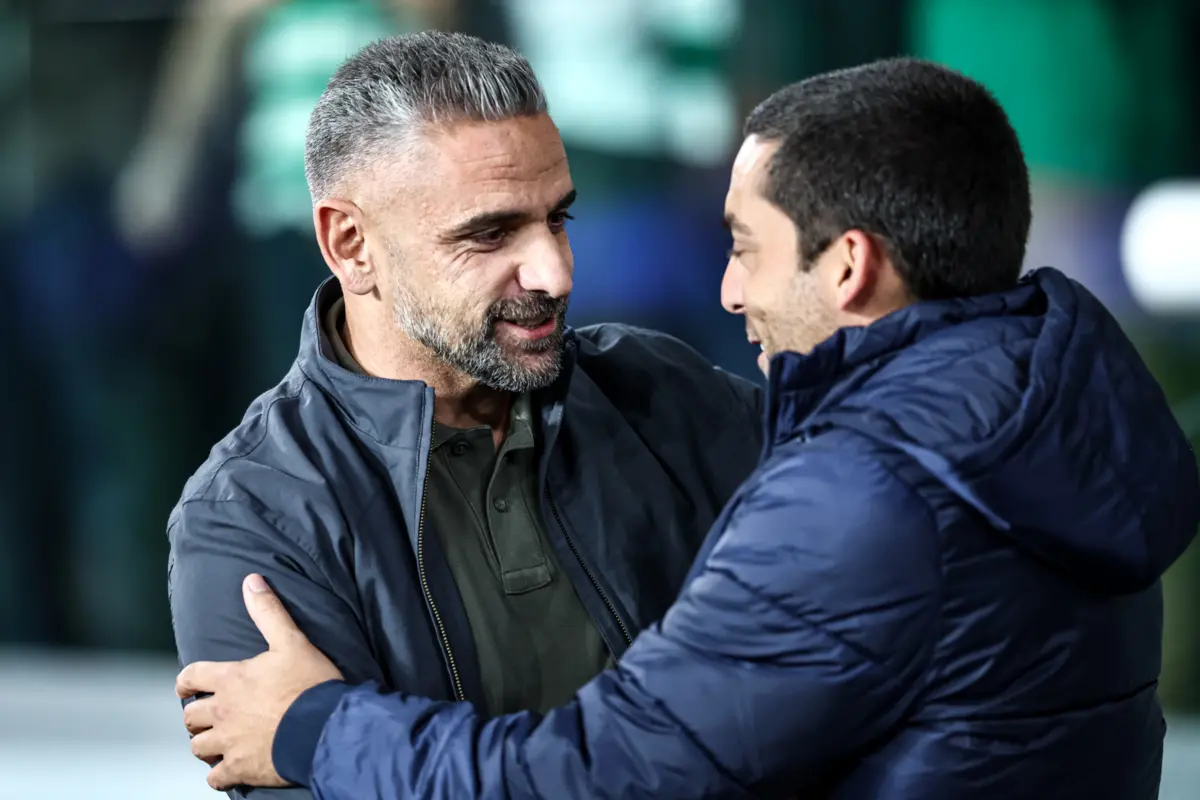 Rui Borges com Vasco Botelho da Costa, treinador do Moreirense