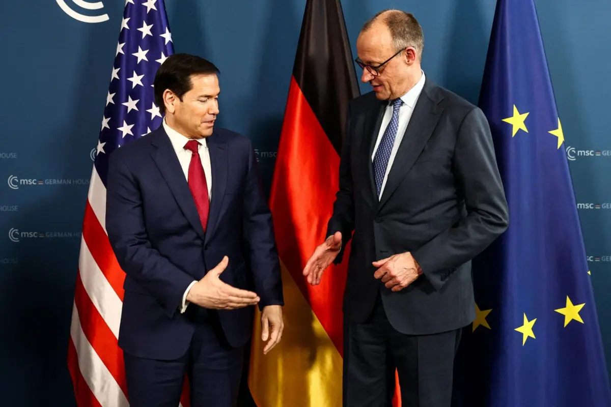 Secretário de Estado norte-americano, Marco Rubio, e chanceler alemão, Friedrich Merz