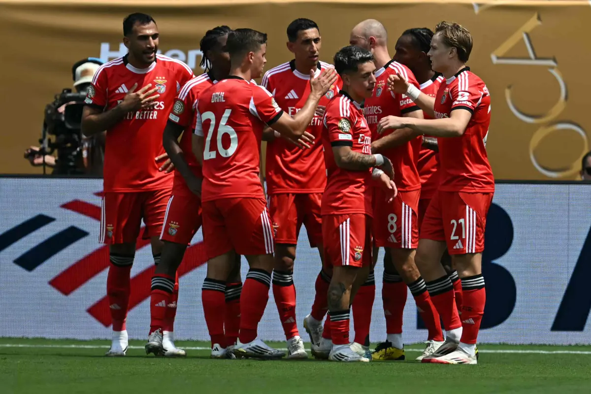 Encarnado festejam o golo do norueguês