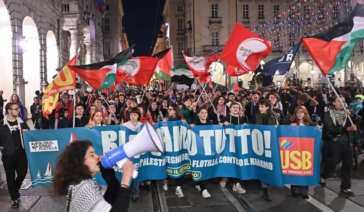 Protesto em Turim, Itália