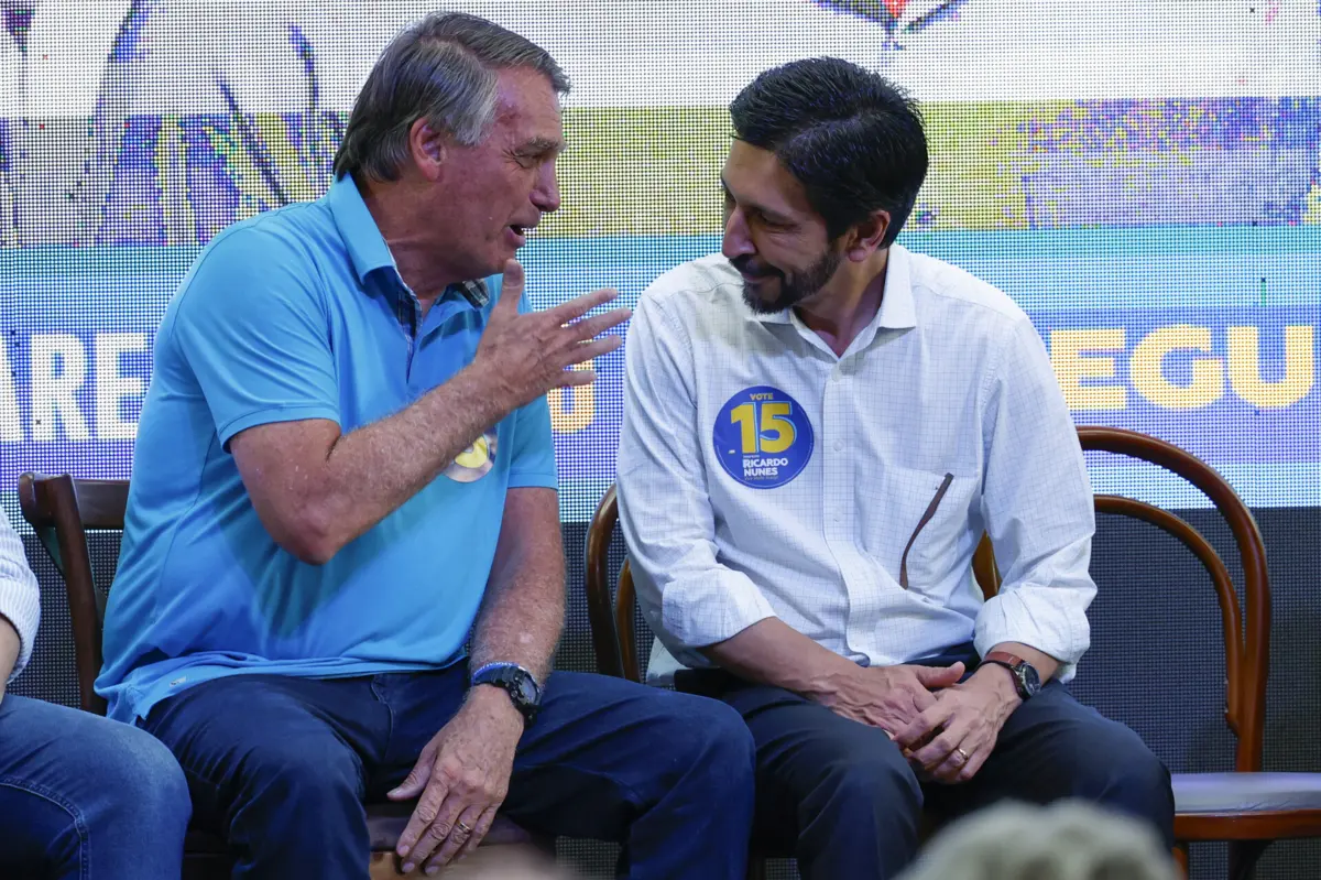 Ex-presidente Jair Bolsonaro em comício de Ricardo Nunes