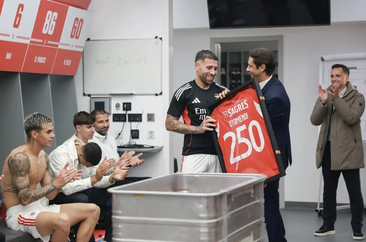 Imagem de contexto do artigo Otamendi homenageado pelos 250 jogos no Benfica