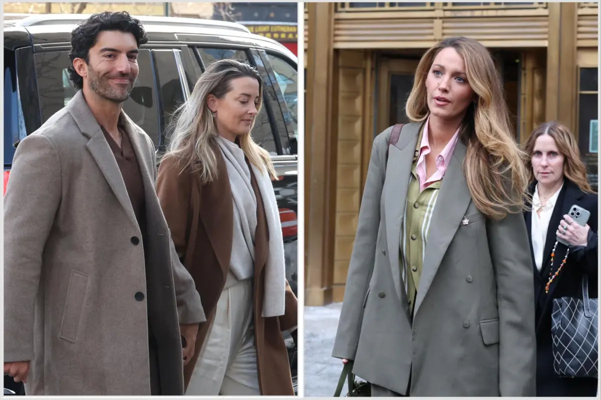 Justin Baldoni contou com o apoio da mulher, Emily Baldoni, durante a audiência, enquanto Blake Lively foi apenas com a equipa jurídica