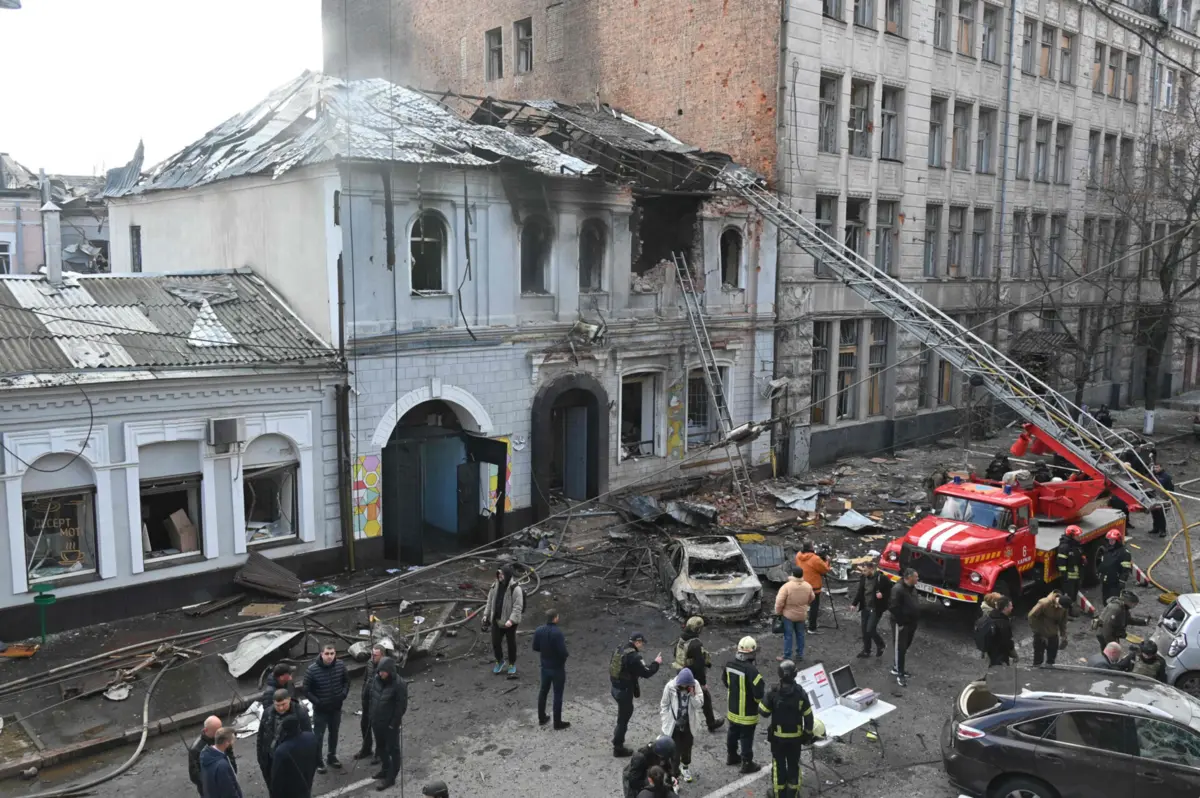 Creche foi atingida por ataque de drone em Kharkiv