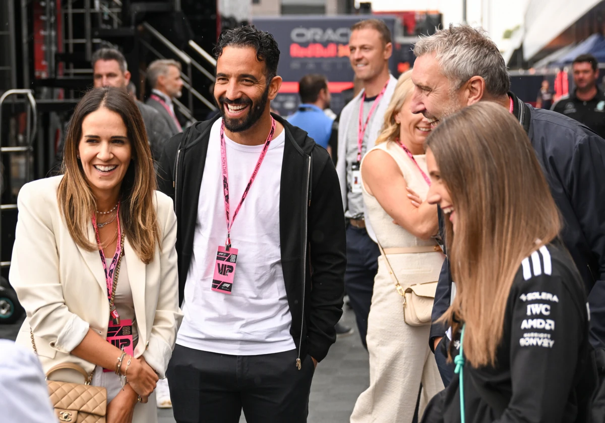Rúben Amorim com a mulher, Maria João Diogo, no paddock de Silverstone