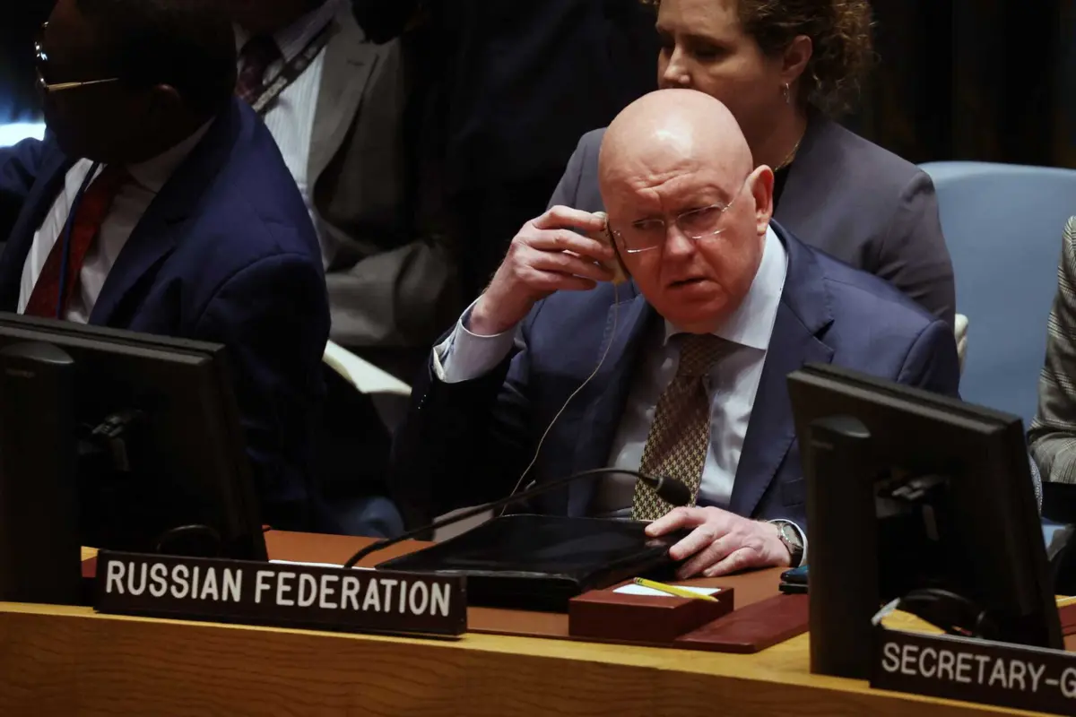 O embaixador russo junto às Nações Unidas (ONU), Vasily Nebenzya