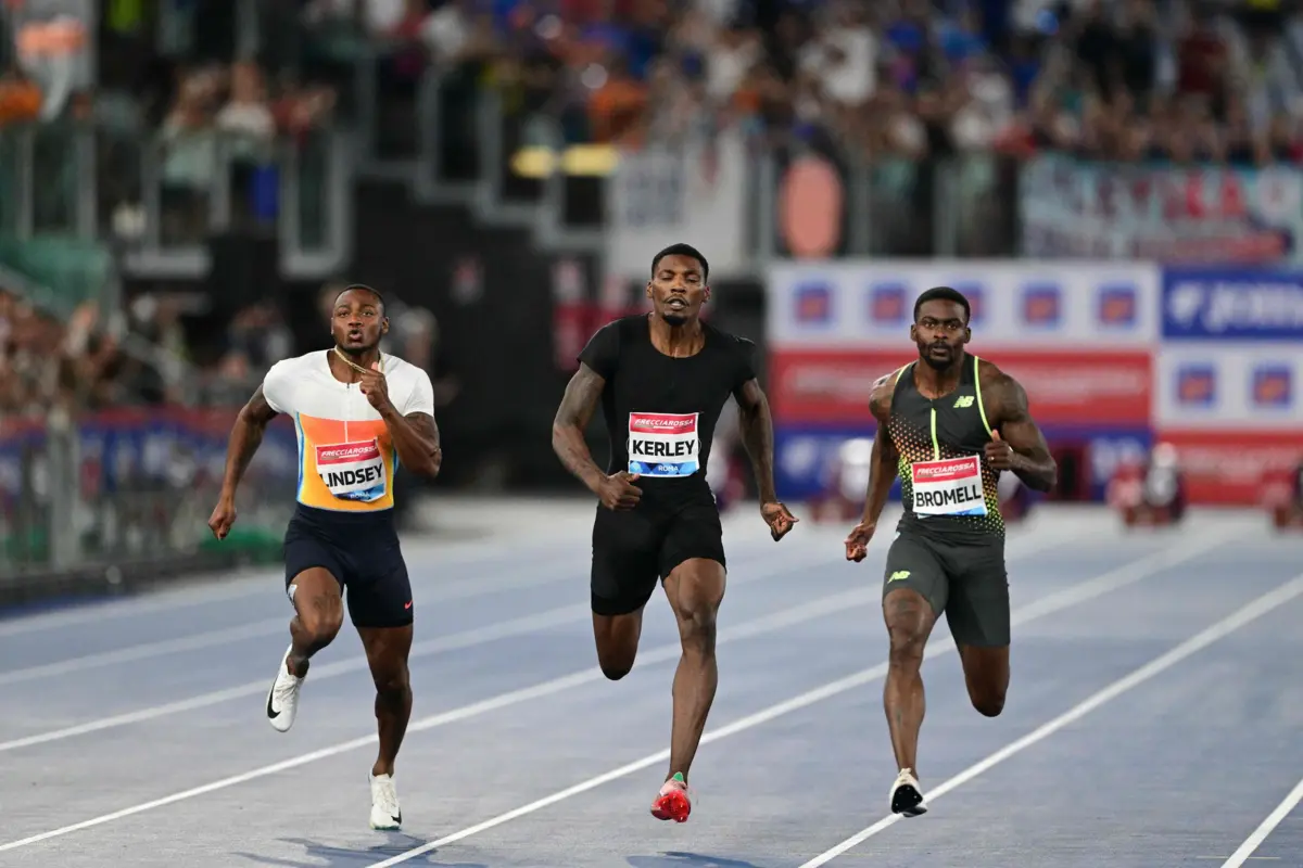 Fred Kerley em ação para a Diamond League