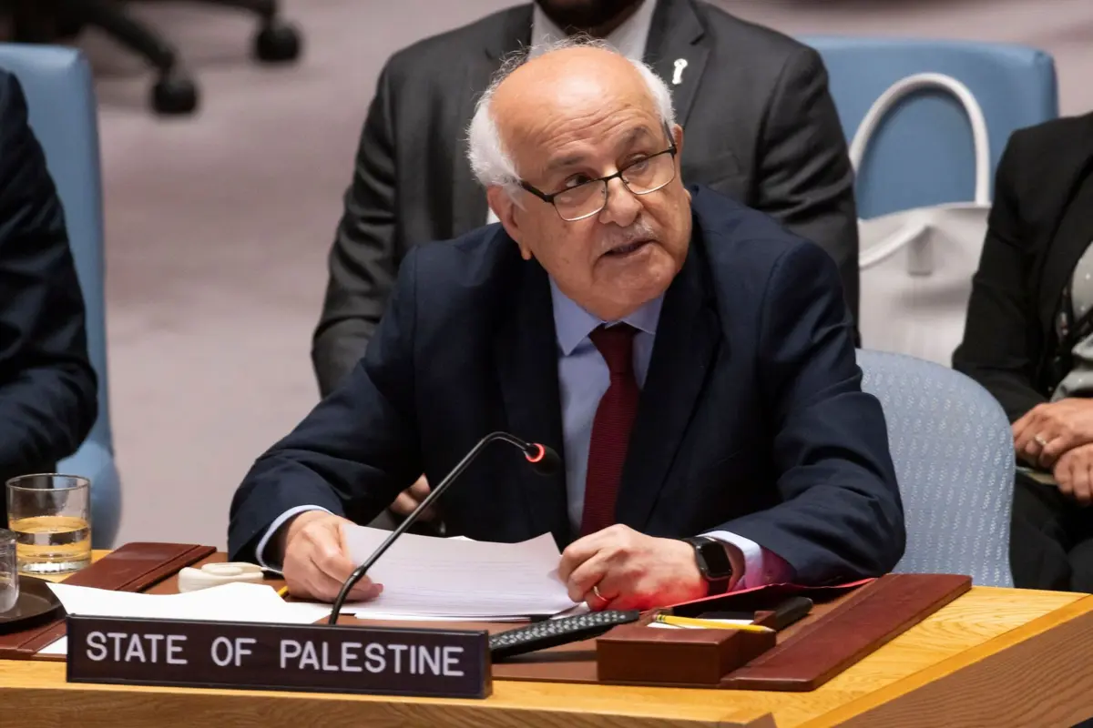 O representante da Autoridade Palestiniana nas Nações Unidas, Riyad Mansour