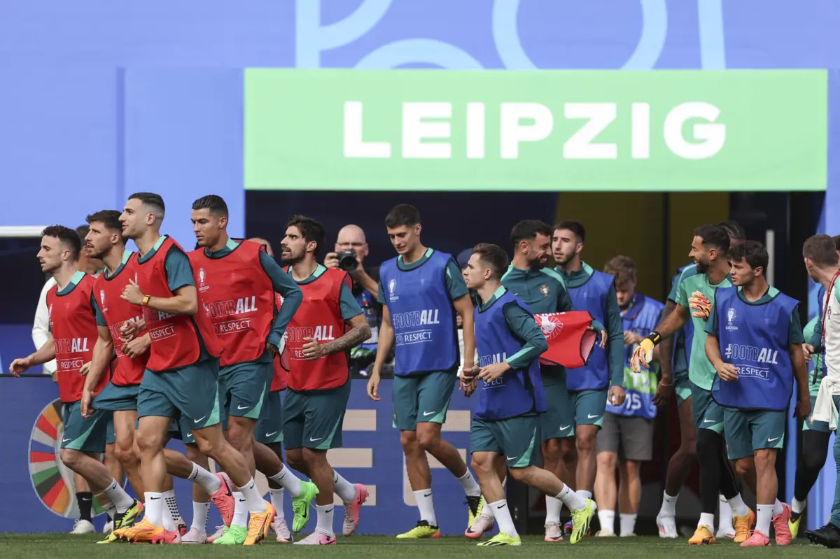 A seleção portuguesa esteve hoje a treinar em Leipzig. Amanhã, defronta a seleção checa