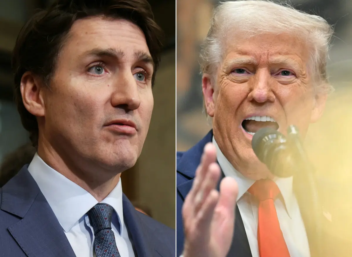 O primeiro-ministro do Canadá, Justin Trudeau, e o presidente dos EUA, Donald Trump