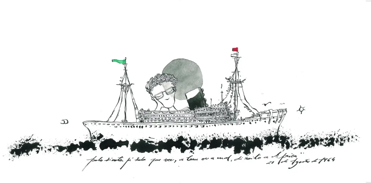 Pedro Sousa Pereira ilustrou várias etapas da vida de Zeca Afonso, como a sua viagem a África.