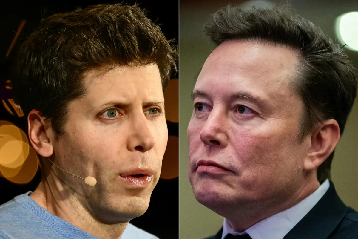 O CEO da OpenAI Sam Altman (à esquerda) e o bilionário Elon Musk (à direita)