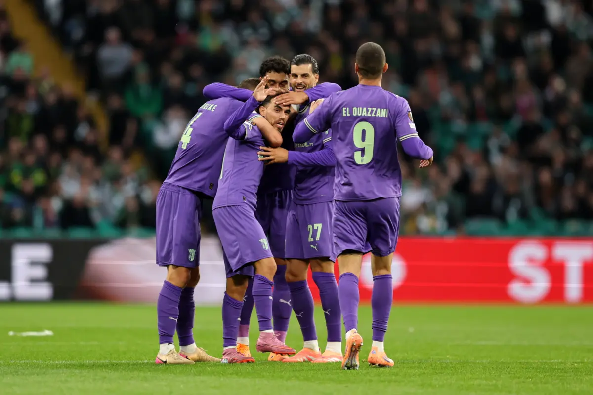 Equipa bracarense festeja o primeiro golo, marcado por Ricardo Horta