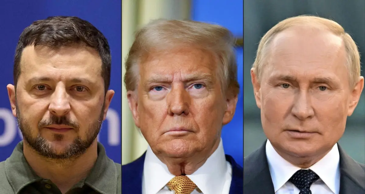 Volodymyr Zelensky, Donald Trump e Vladimir Putin