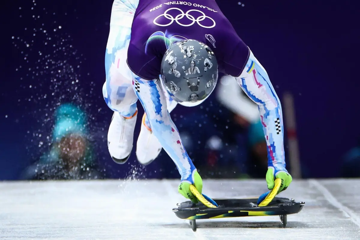 Vladyslav Heraskevych em competição nos Jogos Olímpicos de Inverno