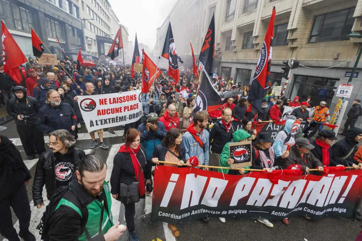Imagem de contexto do artigo Perto de 4500 manifestantes em Bruxelas contra resultados da extrema-direita