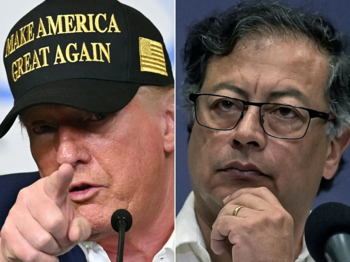 O presidente norte-americano Donald Trump e o seu homólogo colombiano Gustavo Petro