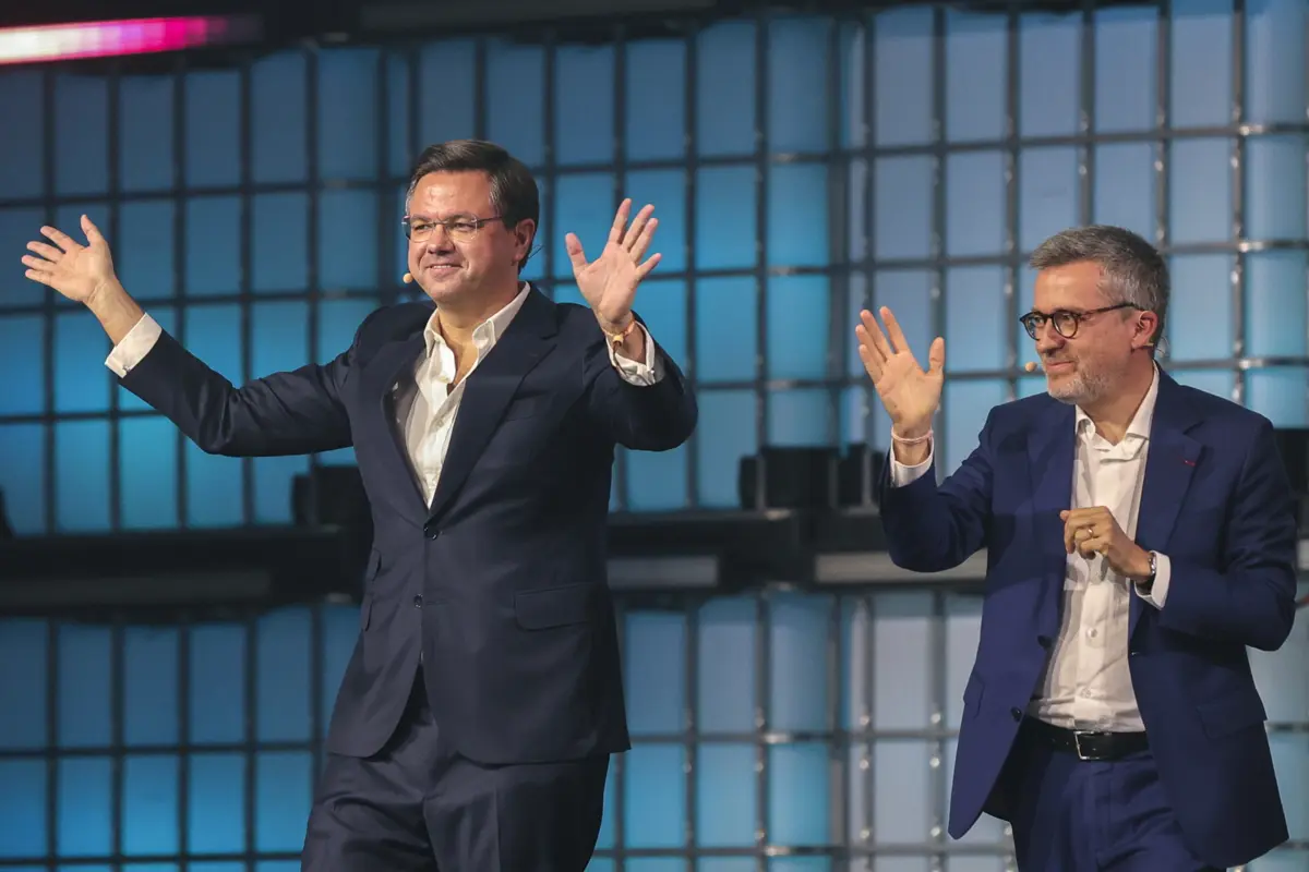 Gonçalo Matias e Carlos Moedas na inauguração da Web Summit