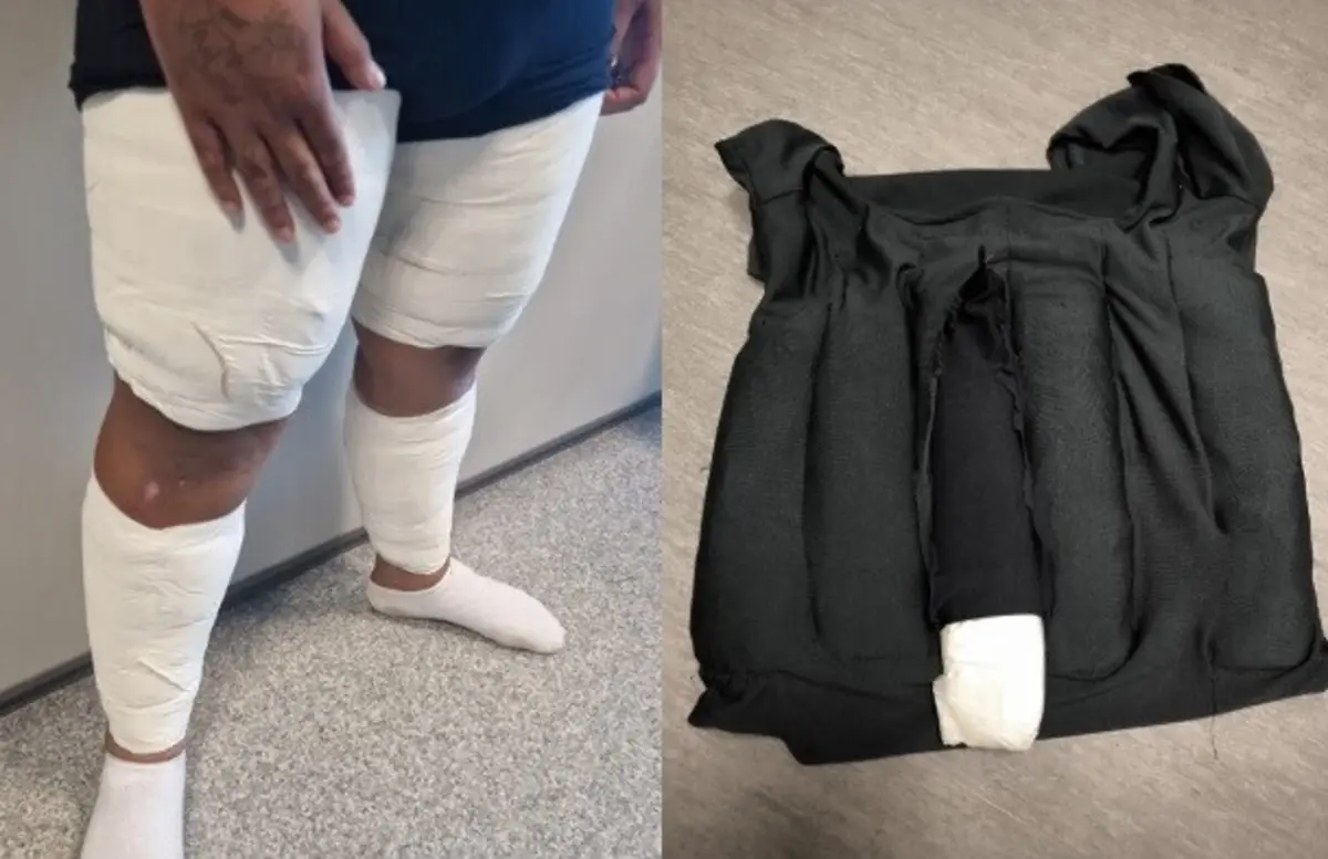 Droga estava dissimulada no corpo e nas malas dos suspeitos
