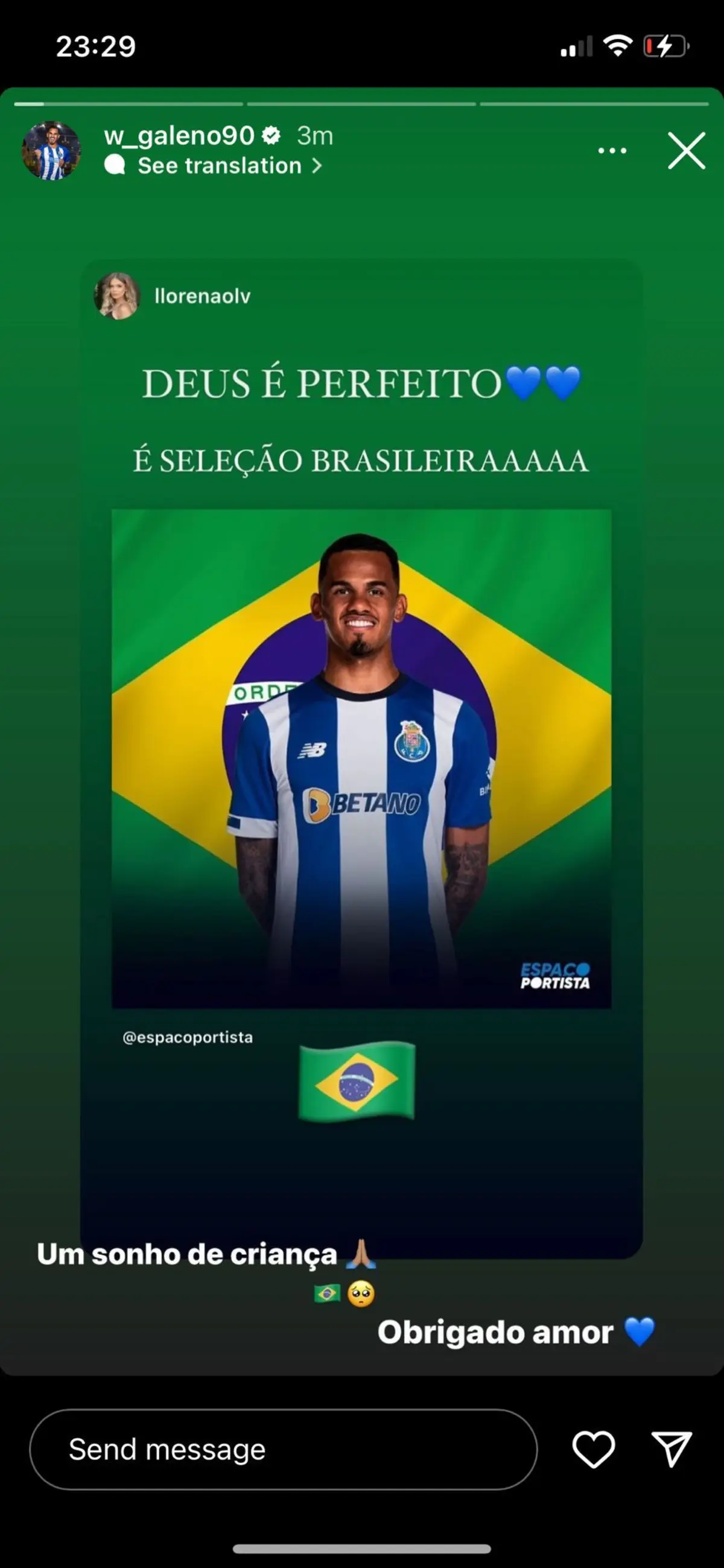 Galeno reagiu à chamada nas redes sociais