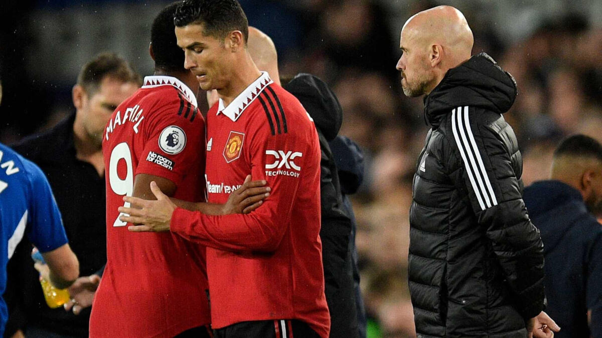Ronaldo and Ten Hag, in October 2022 (credit: AFP)
