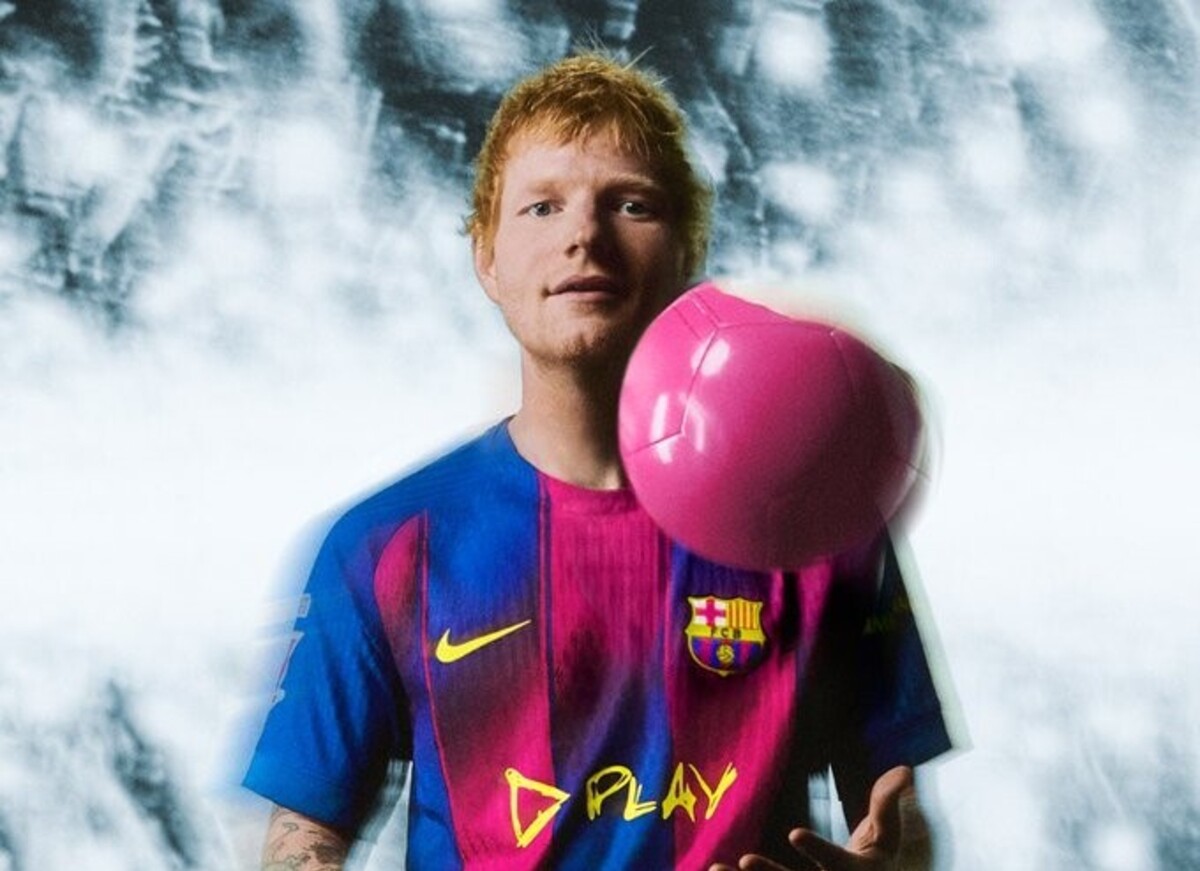 Ed Sheeran na camisola do Barcelona no El Clásico com Real Madrid - O Jogo