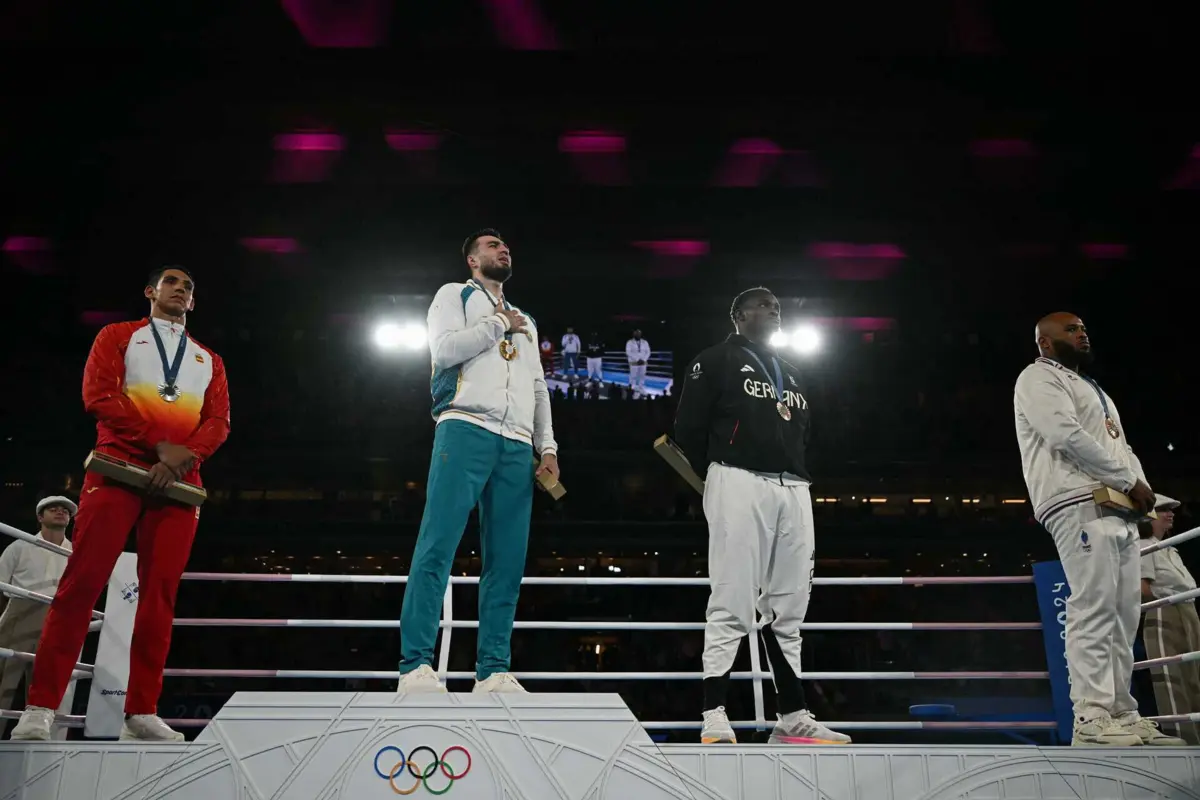 Medalhados de boxe na categoria de +92 kg (créditos: AFP)