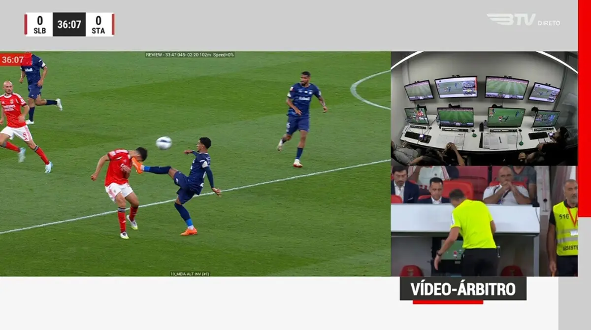 Imagem de contexto do artigo Benfica-Santa Clara: Paulo Victor expulso após intervenção do VAR