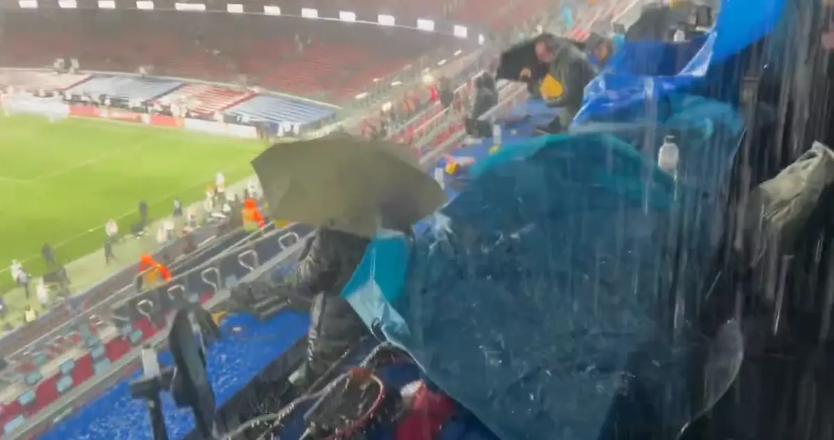 Imagem de contexto do artigo Camp Nou não resistiu à chuva em Barcelona... e meteu muita água