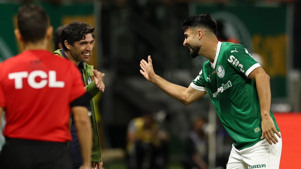 Flaco López e Abel (créditos: Cesar Greco/Palmeiras/by Canon)