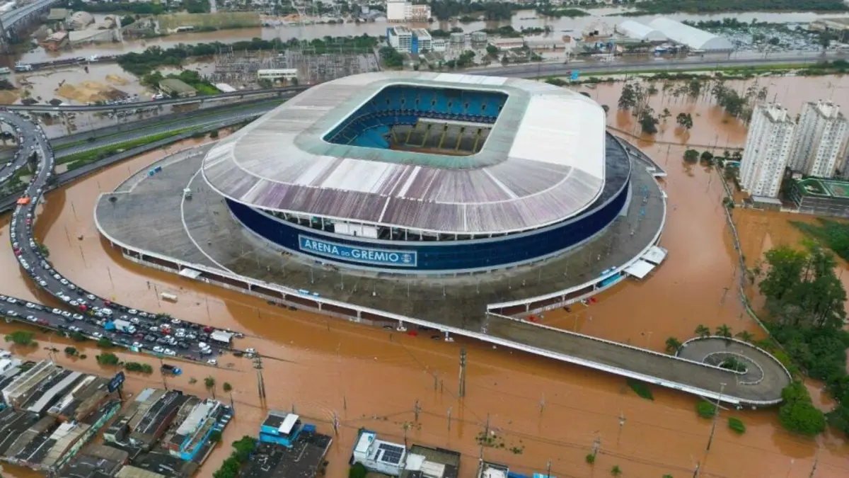 Imagem de contexto do artigo Estádio do Grémio deixa de poder receber desalojados das cheias em Porto Alegre