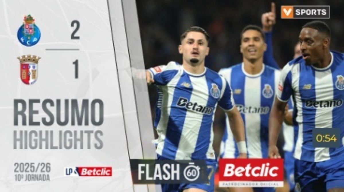 Imagem de contexto do artigo Um minuto que resume a vitória do FC Porto diante do Braga. Ora veja