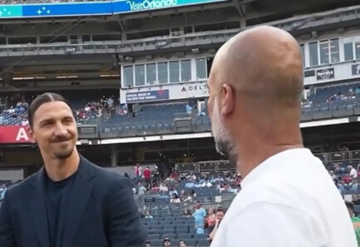 Ibrahimovic fala com Guardiola (créditos: Instagram)