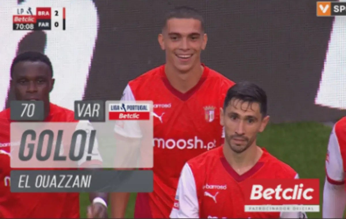 Imagem de contexto do artigo El Ouazzani dá "almofada" ao Braga: eis o golo contra o Farense