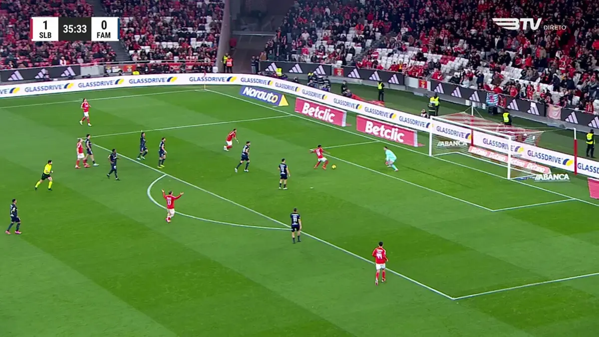 Imagem de contexto do artigo Leandro Barreiro bisa no Benfica-Famalicão. Veja o golo