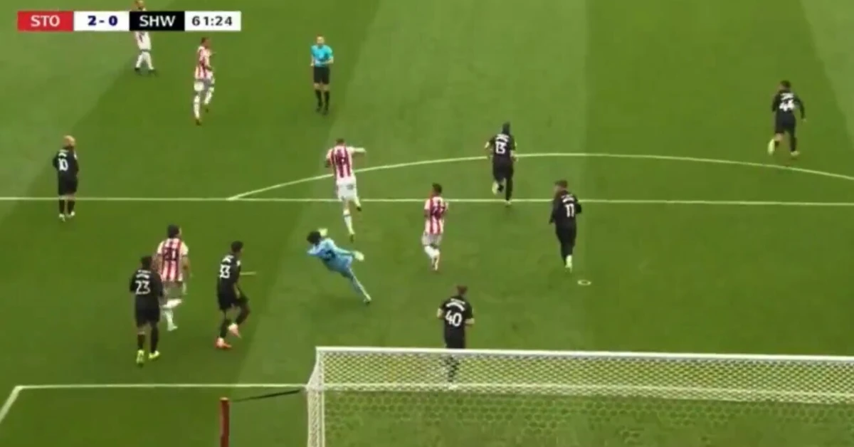 Imagem de contexto do artigo Insólito no Championship: jogador do Stoke City marca golo... com o rabo