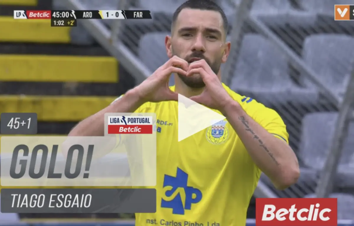 Imagem de contexto do artigo O golo de Tiago Esgaio que abriu o marcador do Arouca-Farense