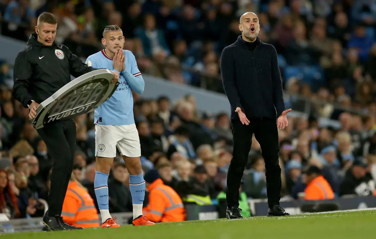 Guardiola e Phillips, em maio de 2023 (créditos: AFP)