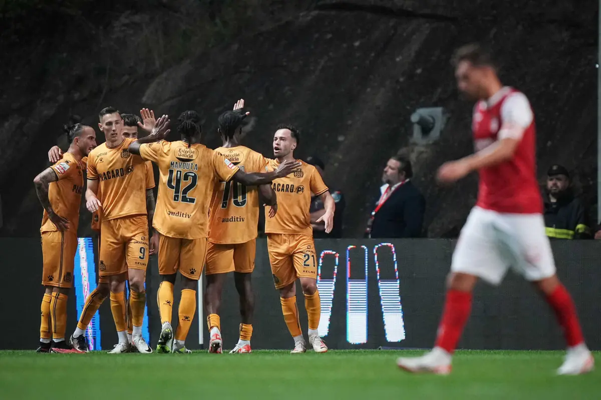 Jogadores do Boavista em Braga